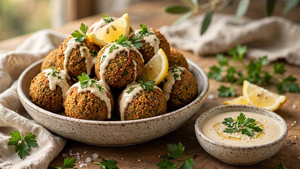 Crispy Falafel with Creamy Tahini Sauce