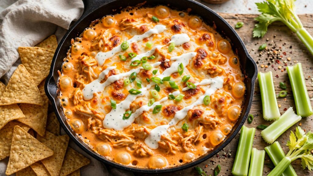 Halloween Buffalo Chicken Skillet Dip